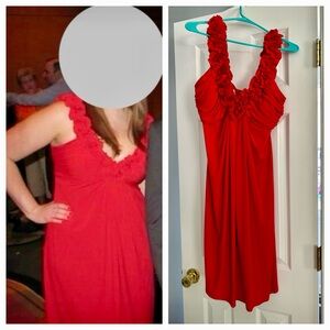 Maggy London red rosette v-neck dress size 12